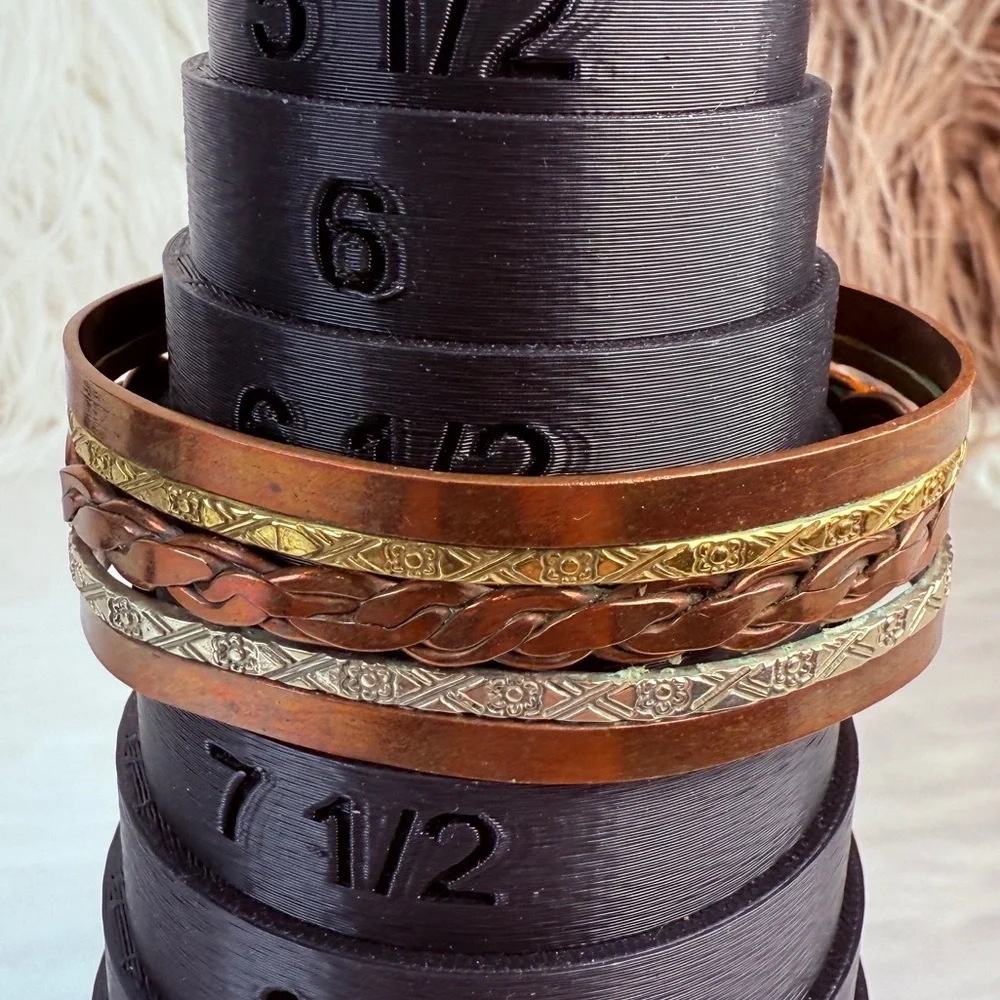 Vintage Mixed Metal Braided Copper Cuff Bracelet Boho Unisex Statement